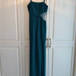 Trixxi Teal Maxi Dress with Sheer Side Panel